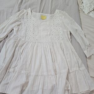 Anthropologie Maeve M White 3/4 Sleeve Dress